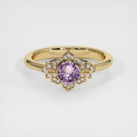 1.07 Ct. Pink Sapphire Ring, 18K Yellow Gold 1
