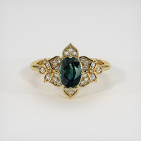 1.33 Ct. Bluish Green Sapphire Ring, 18K Yellow Gold 1