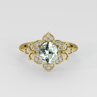 1.40 Ct. Bluish Green Sapphire Ring, 18K Yellow Gold 1