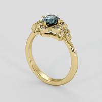 1.01 Ct. Greenish Blue Sapphire Ring, 18K Yellow Gold 2