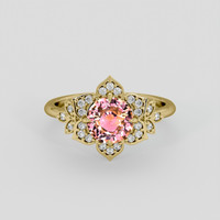 1.69 Ct. Padparadscha Sapphire Ring, 18K Yellow Gold 1