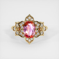1.29 Ct. Padparadscha Sapphire Ring, 18K Yellow Gold 1