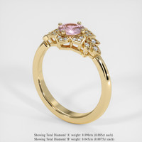 0.61 Ct. Pink Sapphire Ring, 18K Yellow Gold 2