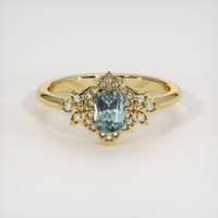 0.54 Ct. Bluish Green Sapphire Ring, 18K Yellow Gold 1