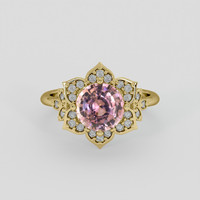 2.19 Ct. Peach Sapphire Ring, 18K Yellow Gold 1