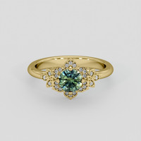 0.98 Ct. Bluish Green Sapphire Ring, 18K Yellow Gold 1