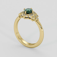 0.98 Ct. Bluish Green Sapphire Ring, 18K Yellow Gold 2