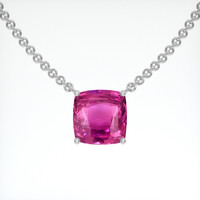 6.05 Ct. Purplish Pink Sapphire Necklace, 14K White Gold 1