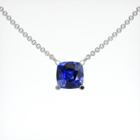 0.65 Ct. Blue Sapphire Necklace, 14K White Gold 1