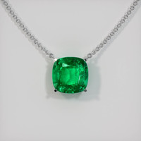 6.90 Ct. Emerald  Necklace - 18K White Gold