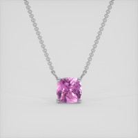 0.88 Ct. Pink Sapphire Necklace, 18K White Gold 1