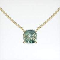 1.02 Ct. Bluish Green Sapphire Necklace, 14K Yellow Gold 1