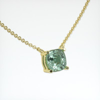 1.02 Ct. Bluish Green Sapphire Necklace, 18K Yellow Gold 2