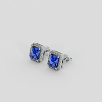 <span>2.12</span>&nbsp;<span class="tooltip-light">Ct.Tw.<span class="tooltiptext">Total Carat Weight</span></span> Blue Sapphire Earrings, Platinum 950 3