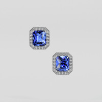 <span>2.12</span>&nbsp;<span class="tooltip-light">Ct.Tw.<span class="tooltiptext">Total Carat Weight</span></span> Blue Sapphire Earrings, 14K White Gold 1