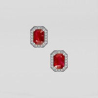 <span>2.12</span>&nbsp;<span class="tooltip-light">Ct.Tw.<span class="tooltiptext">Total Carat Weight</span></span> Ruby Earrings, 18K White Gold 1