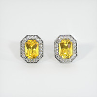 2.30 Ct.Tw. Yellow Sapphire Earrings, 18K White Gold 1