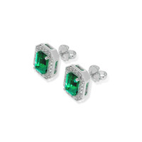 2.04 Ct.Tw. Emerald Earrings, 18K White Gold 3
