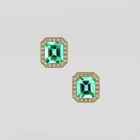 <span>1.13</span> <span class="tooltip-light">Ct.Tw.<span class="tooltiptext">Total Carat Weight</span></span> Emerald Earrings, 18K Yellow Gold 1