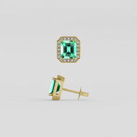<span>1.13</span>&nbsp;<span class="tooltip-light">Ct.Tw.<span class="tooltiptext">Total Carat Weight</span></span> Emerald Earrings, 18K Yellow Gold 2