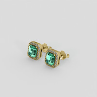 <span>1.13</span> <span class="tooltip-light">Ct.Tw.<span class="tooltiptext">Total Carat Weight</span></span> Emerald Earrings, 18K Yellow Gold 3