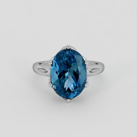 7.67 Ct. London Blue Topaz Ring, Platinum 950 1