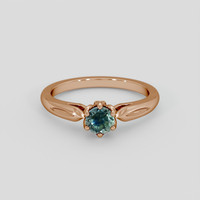 0.90 Ct. Greenish Blue Sapphire Ring, 14K Rose Gold 1