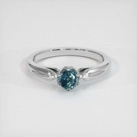 0.64 Ct. Greenish Blue Sapphire Ring, 10K White Gold 1