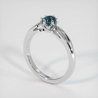 0.64 Ct. Greenish Blue Sapphire Ring, 10K White Gold 2