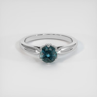 0.89 Ct. Bluish Green Sapphire Ring, 18K White Gold 1