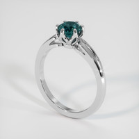 0.89 Ct. Bluish Green Sapphire Ring, 18K White Gold 2