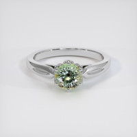 1.16 Ct. Yellowish Green Sapphire Ring, 18K White Gold 1