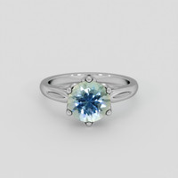 2.30 Ct. Greenish Blue Sapphire Ring, 18K White Gold 1