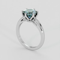 2.30 Ct. Greenish Blue Sapphire Ring, 18K White Gold 2