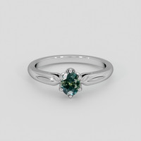 0.75 Ct. Bluish Green Sapphire Ring, 18K White Gold 1