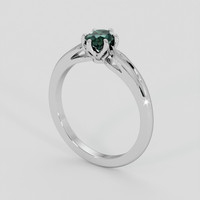 0.75 Ct. Bluish Green Sapphire Ring, 18K White Gold 2