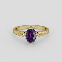 1.40 Ct. Pinkish Purple Sapphire Ring, 18K White & Yellow 1