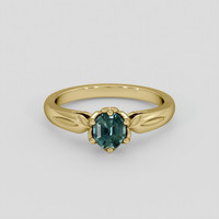 0.67 Ct. Bluish Green Sapphire Ring, 10K Yellow Gold 1