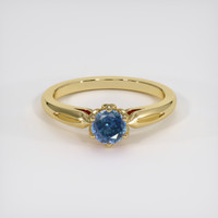 0.65 Ct. Greenish Blue Sapphire Ring, 14K Yellow Gold 1
