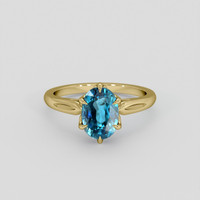 2.88 Ct. Blue Zircon Ring, 14K Yellow Gold 1