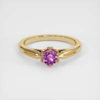0.50 Ct. Pink Sapphire Ring, 14K Yellow Gold 1