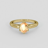1.10 Ct. Peach Sapphire Ring, 14K Yellow Gold 1