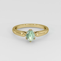 0.82 Ct. Bluish Green Sapphire Ring, 14K Yellow Gold 1