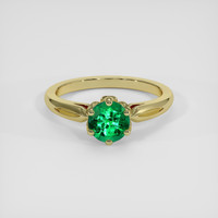 0.86 Ct. Emerald Ring, 18K Yellow Gold 1