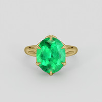 4.92 Ct. Emerald Ring, 18K Yellow Gold 1