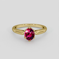 1.03 Ct. Purplish Red Ruby Ring, 18K Yellow Gold 1