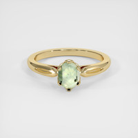 0.71 Ct. Yellowish Green Sapphire Ring, 18K Yellow Gold 1