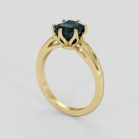 2.09 Ct. Bluish Green Sapphire Ring, 18K Yellow Gold 2