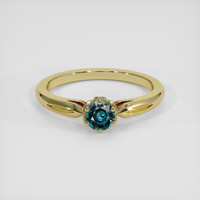 0.55 Ct. Bluish Green Sapphire Ring, 18K Yellow Gold 1