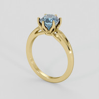 2.15 Ct. Greenish Blue Sapphire Ring, 18K Yellow Gold 2